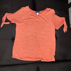 Simply Styled Coral Tie-Sleeve Top